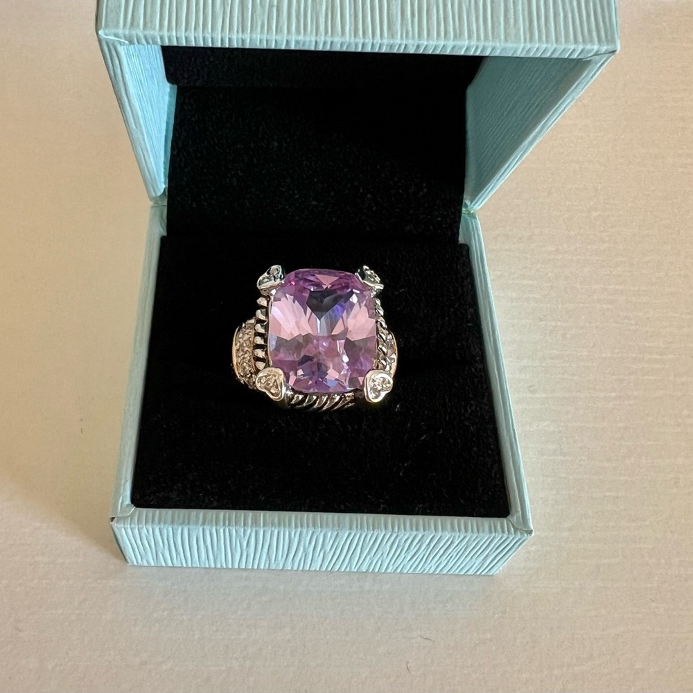 Cocktail Ring Cubic Zirconia Lilac Stone